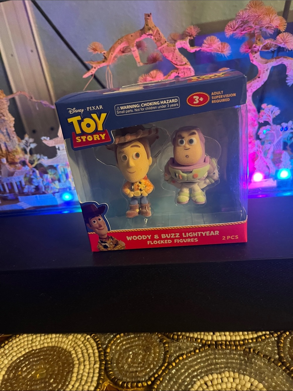 Disney Toy Story Woody & Buzz Lightyear Flocked Figure Set - Blue/Red/White